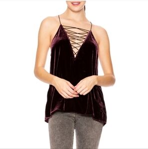 Cami NYC Camilla Burgundy Velvet Top Size Small